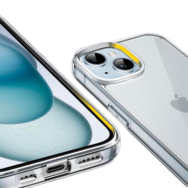 iPhone 15 - TUNT Silikonskal Med Stötdämpande Material Genomskinlig
