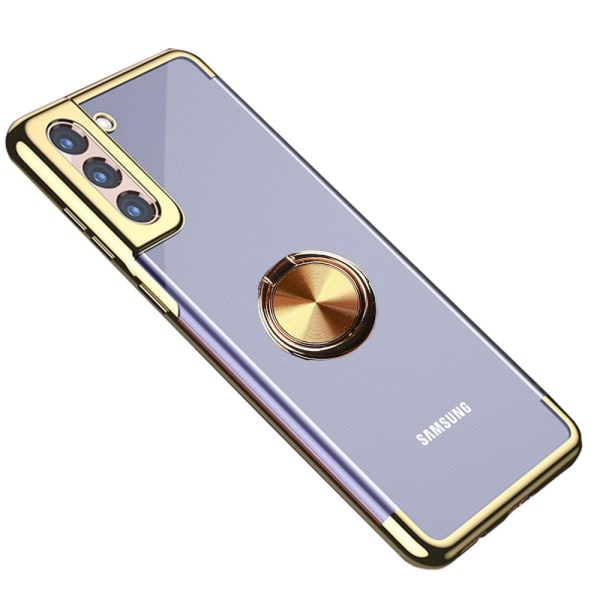 Elegant silikonecover med ringholder - Samsung Galaxy S21 Plus Röd