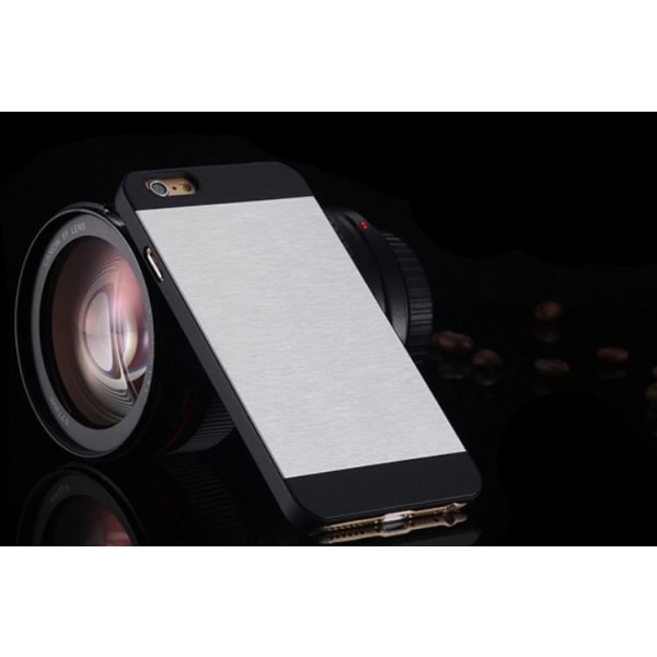 iPhone 6/6S - Stilfuldt retrocover i gummi/børstet aluminium Silver