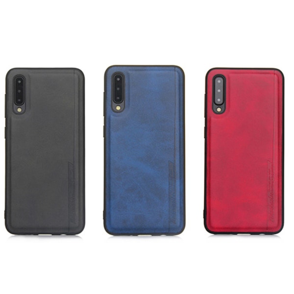 Stötdämpande Skal Pu-Läder - Samsung Galaxy A50 Blå