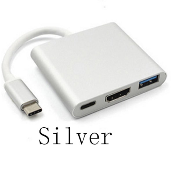 Praktiskt Type-C Adapter till HDMI USB Silver
