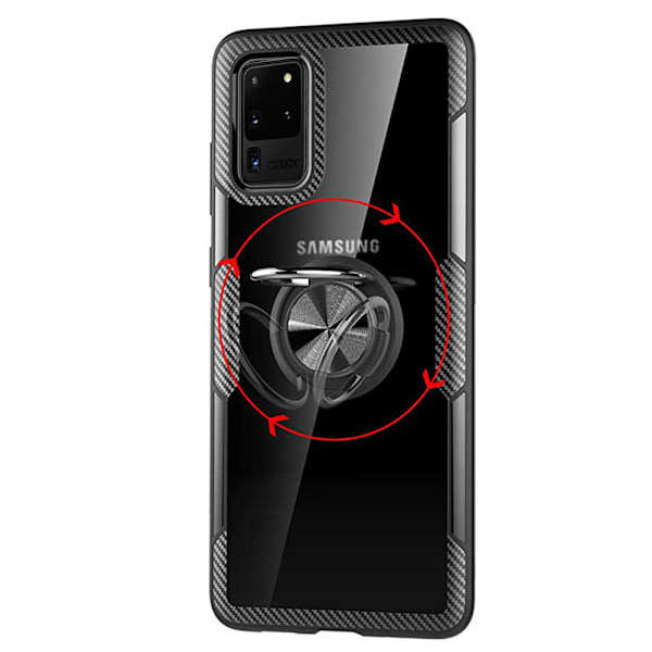 Samsung Galaxy S20 Ultra - Genomtänkt Skal med Ringhållare Blå