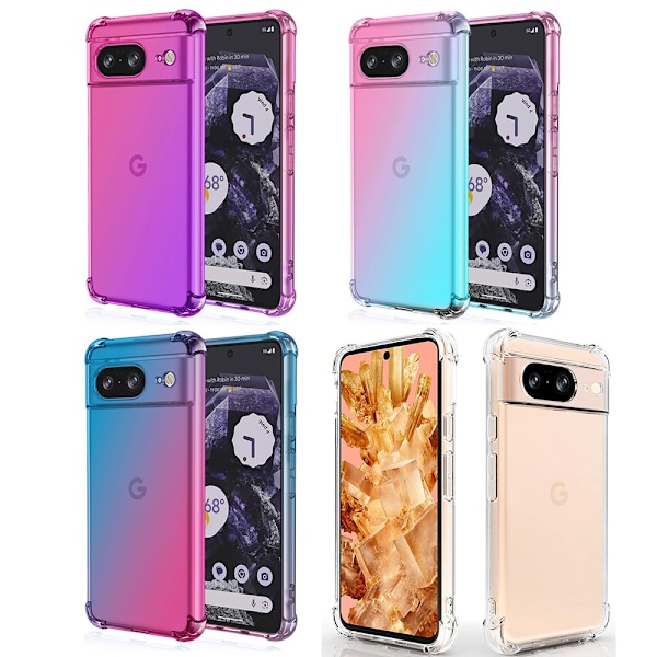 Google Pixel 9 - Flexibelt Silikon Skydd för Bättre Grepp Blå/Rosa
