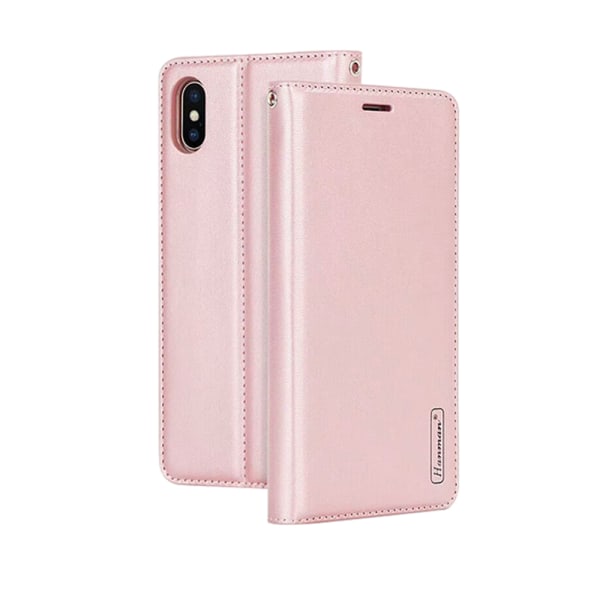 iPhone X/XS - Plånboksfodral i PU-Läder från Hanman Roséguld