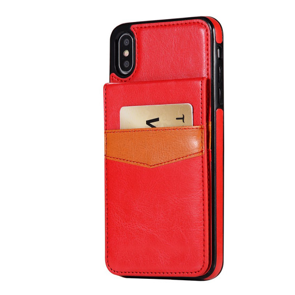 iPhone XR - Kansi lompakko- ja korttilokerolla Röd