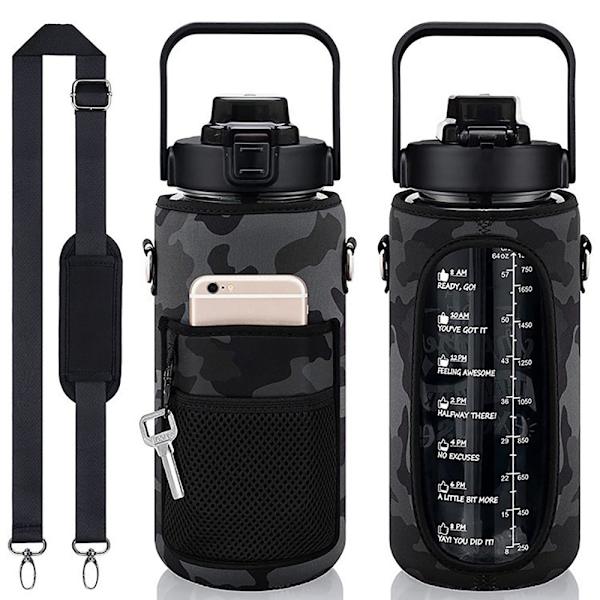 Hälsosam Hydration: Upptäck Vår 2L Vattenflaska med Isolerad Sleeve Svart Kamouflage