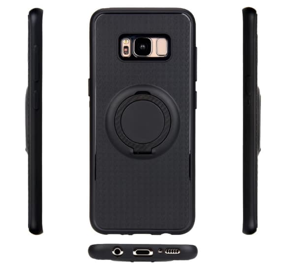 Galaxy S8 - Floveme Carbon Silikoncover med Ringholder Silver