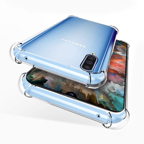Samsung Galaxy A70 - Tankevækkende stødabsorberende silikonecover Blå/Rosa