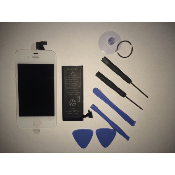 iPhone 4S LCD-skjerm - inkl. batteri/verktøy (AAA+)