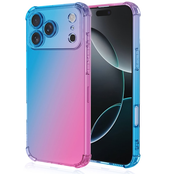 Stötdämpande iPhone 17 Pro Max Silikonskal Blå/Rosa