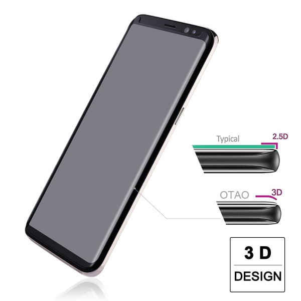 HuTech näytönsuoja Koteloystävällinen ja täysin liimautuva Samsung Galaxy S8+ Svart