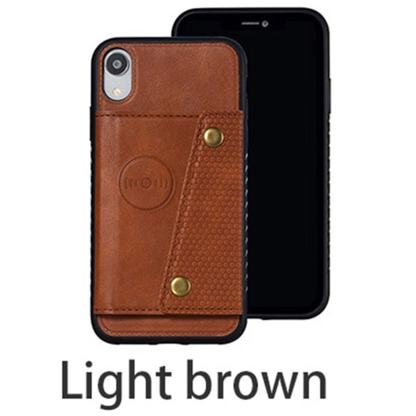 Gjennomtenkt støtsikkert deksel med kortholder - iPhone XR Ljusbrun