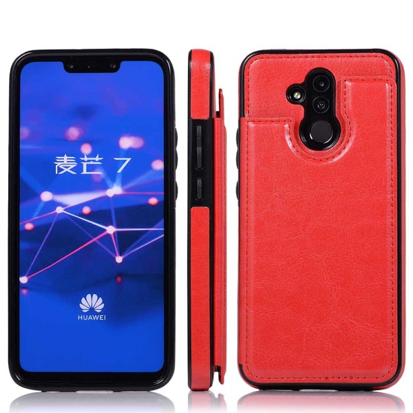 Tyylikäs älykäs kansi korttilokerolla - Huawei Mate 20 Lite Röd
