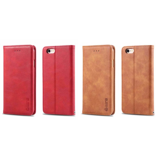 Glatt AZNS lommebokdeksel - iPhone 6/6S Plus Röd