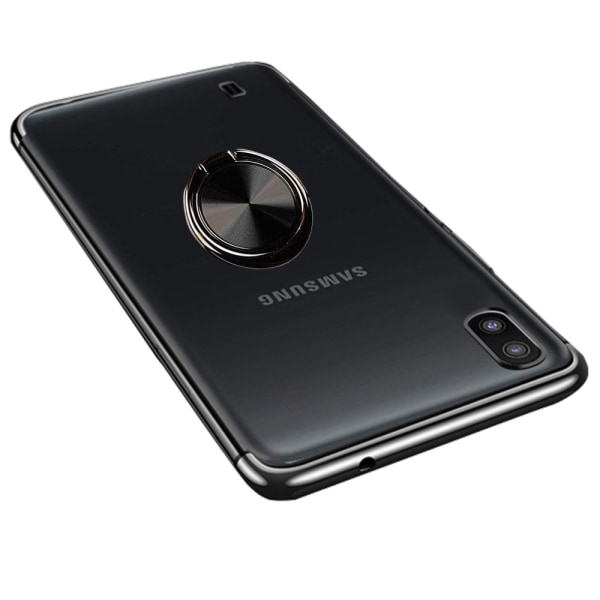Samsung Galaxy A10 - Vankka suojakuori sormustelineellä Roséguld