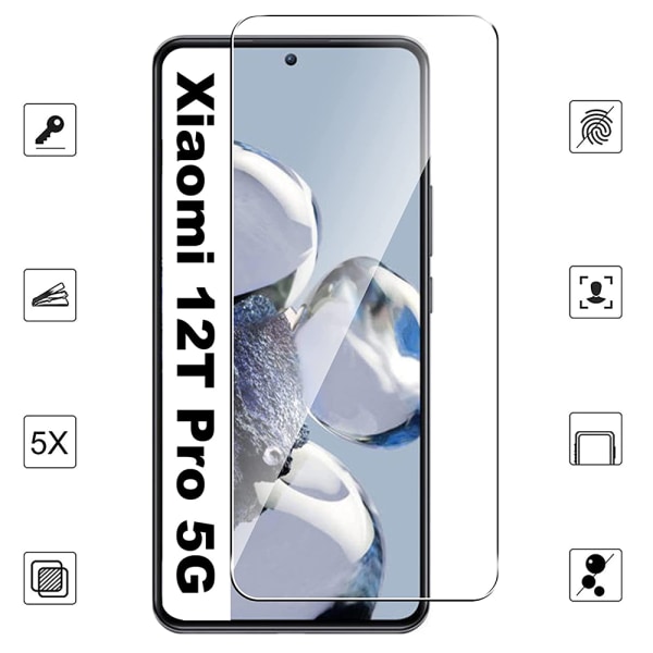 2-PACK Xiaomi 12T Pro Skærmbeskytter Standard HD 0,3 mm Transparent
