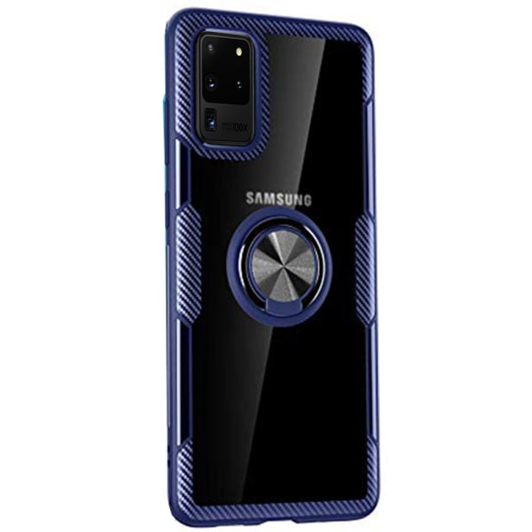 Glat cover med ringholder - Samsung Galaxy S20 Ultra Blå