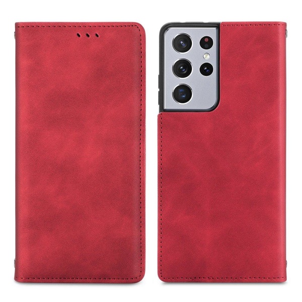 Tehokas sileä lompakkokotelo - Samsung Galaxy S21 Ultra Röd