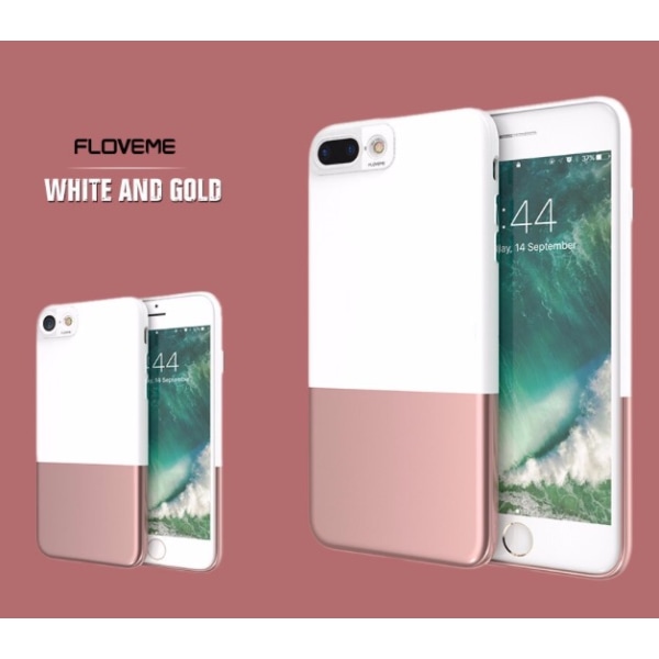 iPhone 7 - Tyylikäs Exclusive kotelo 2 osassa FLOVEME (MAX PROTECTION) Vit/Roséguld
