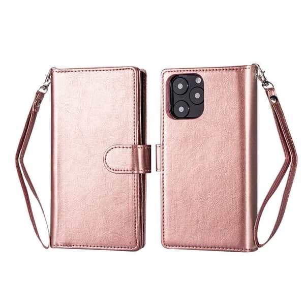 Robust Smooth 9-Card Wallet Cover - iPhone 12 Pro Max Rosaröd