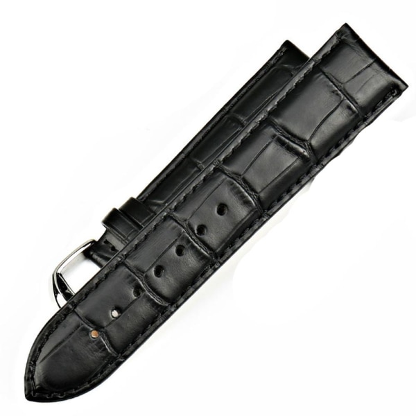 Stilsäkert Vintage-Design Klockarmband i PU-Läder Svart 12mm