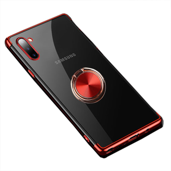 Samsung Galaxy Note10 - Elegant Silikonskal med Ringhållare Röd