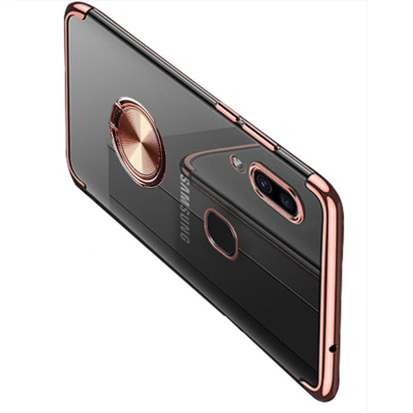 St�td�mpande Silikonskal Ringh�llare - Samsung Galaxy A40 Roséguld