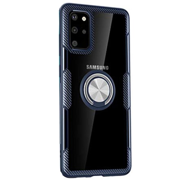 Samsung Galaxy S20 Plus - Glat Leman-etui med ringholder Marinblå/Silver