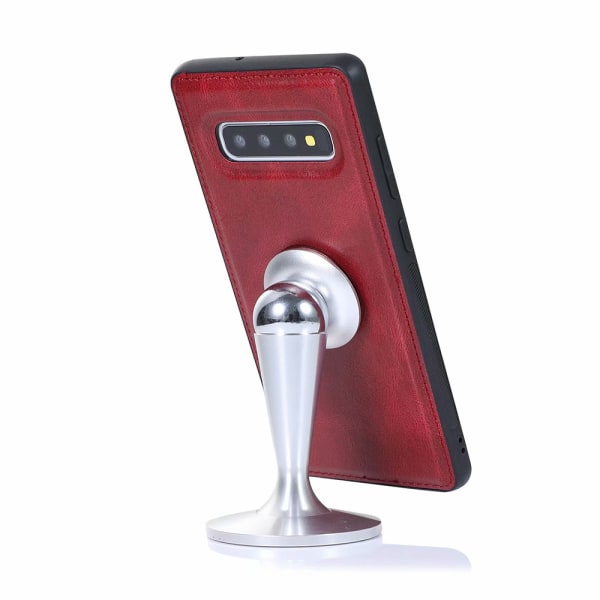 Glatt dobbel lommebokdeksel - Samsung Galaxy S10 Plus Röd