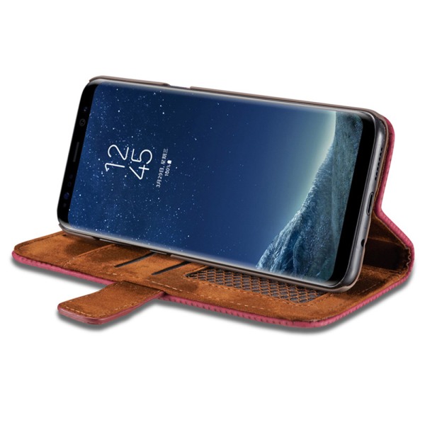 Samsung Galaxy S8 - Smart deksel i "gammelt utseende" (PU-skinn) Röd