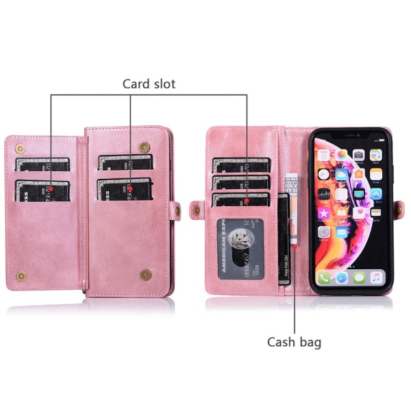 Effektfullt Dubbelt Plånboksfodral - iPhone XR Mörkblå