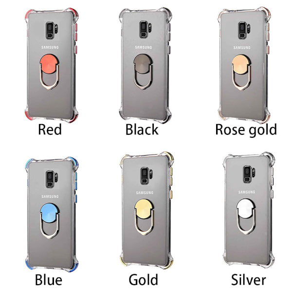 Effektfullt Silikonskal med Ringhållare - Samsung Galaxy S9 Roséguld