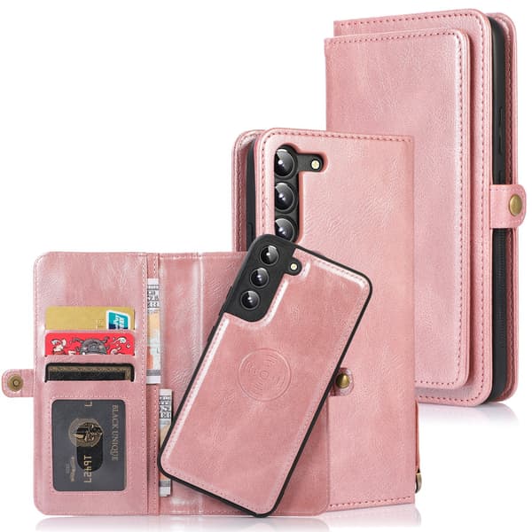 Plånboksfodral 7 kortfack med avtagbart skal Galaxy S25 Roséguld