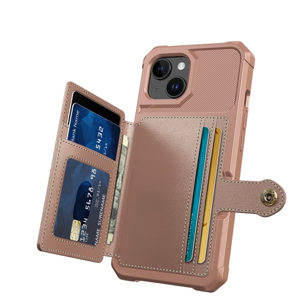 Elegant plånboksfodral i lyxigt PU-läder för iPhone 15 Plus Lila