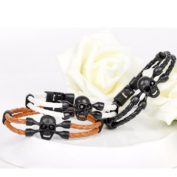 Stilsäkert Slittåligt Rockigt Döskalle Skull Armband Svart/Vit