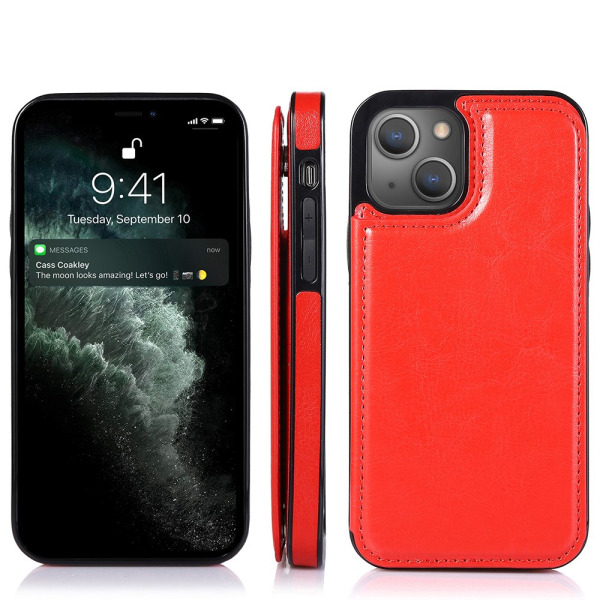 Glatt deksel med kortrom - iPhone 14 Plus Röd