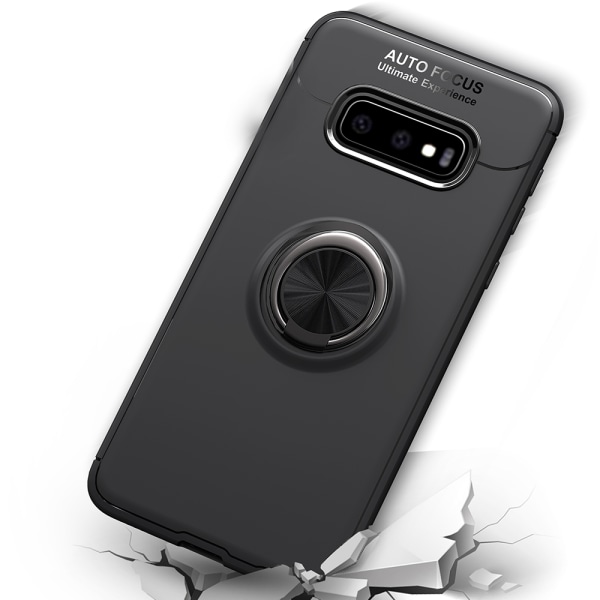 Samsung Galaxy S10 Plus - Karbon Design Skal Ringhållare Röd/Röd