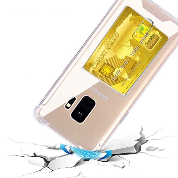 Samsung Galaxy S9 - Tehokas kuori korttipidikkeellä Transparent/Genomskinlig