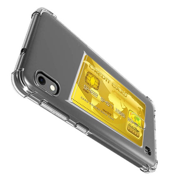 Samsung Galaxy A10 - Kraftfullt Skal med Korthållare Transparent/Genomskinlig