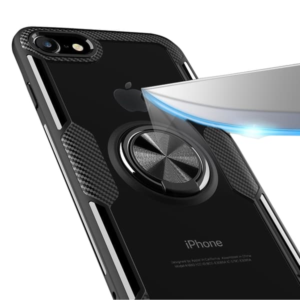 iPhone 6Plus/6SPlus - Praktiskt Skal med Ringhållare Marinblå/Silver