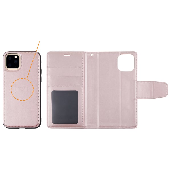 iPhone 11 Pro - Genomtänkt Dubbelfunktions Plånboksfodral Roséguld