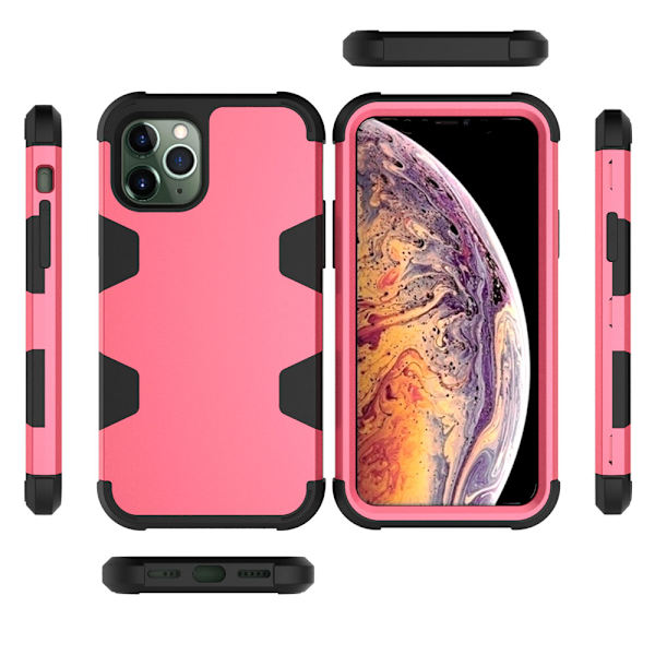 iPhone 11 Pro Max - Elegant Smart Skal (LEMAN) Rosa/Svart