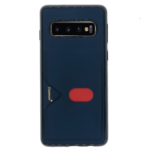 Elegant Smart Cover med kortrum - Samsung Galaxy S10+ Mörkblå