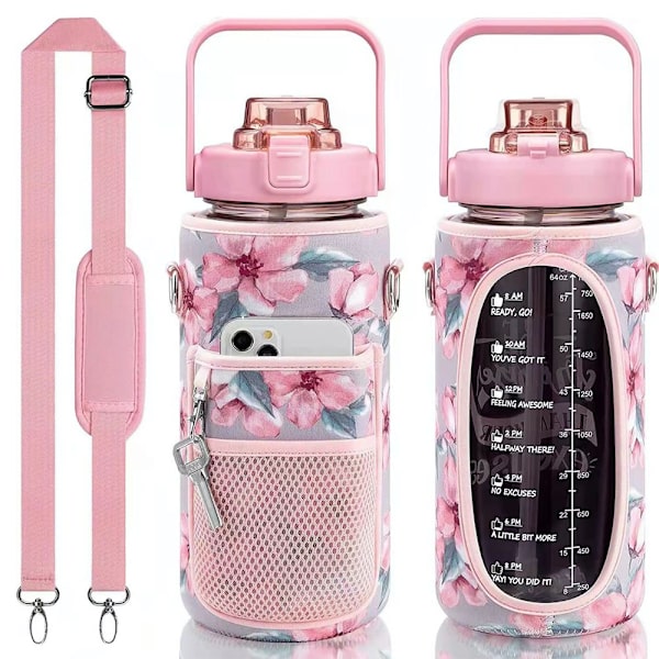 Hälsosam Hydration: Upptäck Vår 2L Vattenflaska med Isolerad Sleeve Rosa