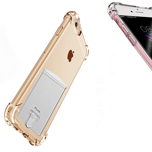 iPhone 6/6S PLUS - fleksibelt beskyttelsesdeksel med kortrom (FLOVEME) Transparent/Genomskinlig