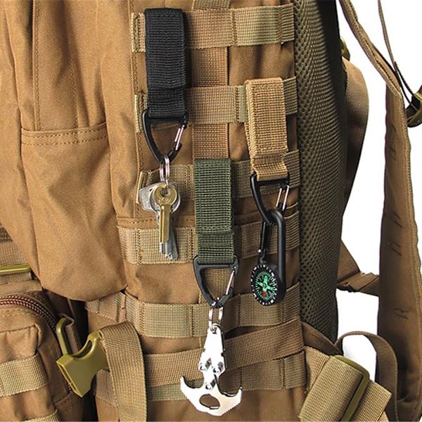Hållbar Taktisk Nyckelkrok Ryggsäck Webbing MOLLE Grön