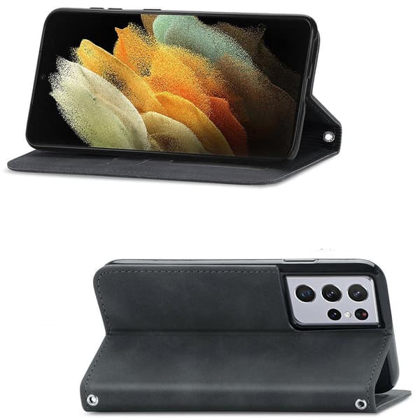 Effektfull Smidigt Plånboksfodral - Samsung Galaxy S21 Ultra Svart
