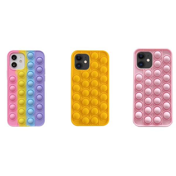 Stötdämpande Fidget Pop It Silikonskal - iPhone 11 Gul
