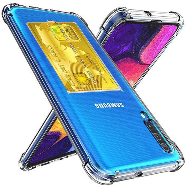 Beskyttelsesdeksel med kortrom - Samsung Galaxy A50 Transparent/Genomskinlig