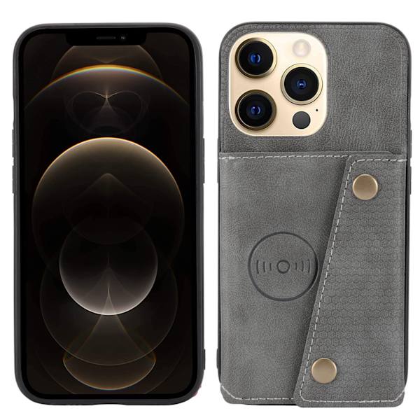 iPhone 15 Pro Max - Praktiskt Skal med Korthållare Grey